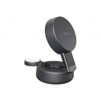 Belkin UltraCharge 25W Qi2 Magnetic 2-in-1 belaidė įkrovimo stotelė tamsiai pilka WIZ043KQCH