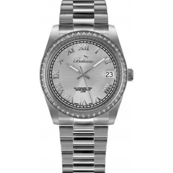 BELLEVUE H3 Moteriškas Kvarcinis Laikrodis 36mm Nerūdijančio Plieno Baltas Ciferblatas Juoda Oda