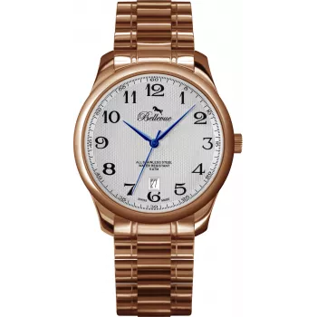 BELLEVUE Woman F5 35mm Quartz Analog Watch Stainless Steel Case Black Leather Strap