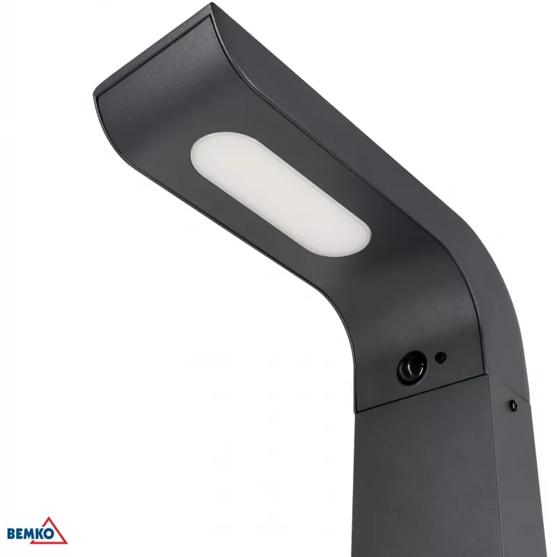 BEMKO SOLVEO Hybrid LED sodo žibintas, 7W, 600lm, CCT 3000K/4000K/6500K, 80cm, IP65, tamsiai pilkas, PIR jutiklis