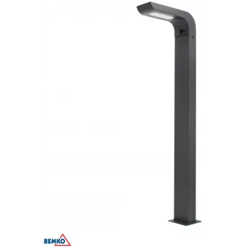 BEMKO SOLVEO Hybrid LED sodo žibintas, 7W, 600lm, CCT 3000K/4000K/6500K, 80cm, IP65, tamsiai pilkas, PIR jutiklis