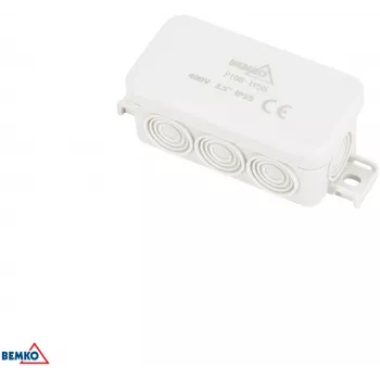 BEMKO montažinė dėžutė 85x45x37mm IP55 8 įvadai šviesiai pilka E04-PI08-IP55