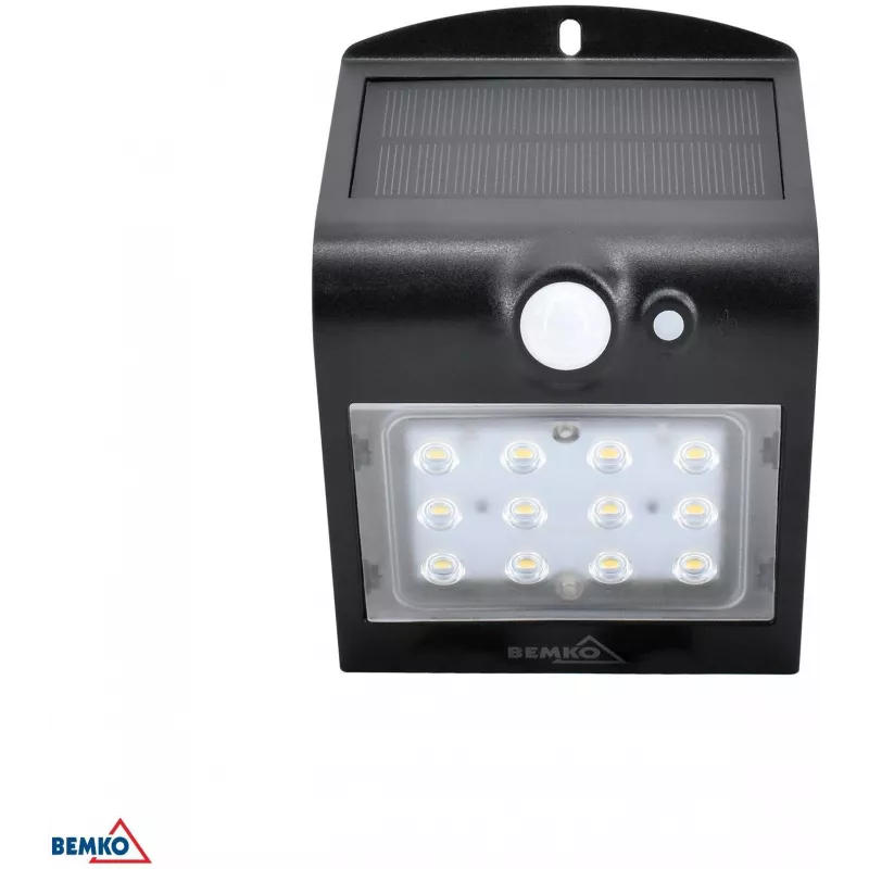 BEMKO TRINGO saulės energija maitinamas LED prožektorius 1.5W 220lm 4000K IP65 juodas su PIR jutikliu C83-SOT-001BL-PIR