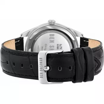 BEN SHERMAN vyriškas laikrodis WB039UB 43 mm juodas ciferblatas, juodas dirbtinės odos dirželis