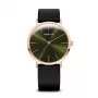Bering klasikinis vyriškas kvarcinis laikrodis 36mm nerūdijančio plieno rožinio aukso spalvos ciferblatas mėlynas Milanese mesh apyrankė 13436-469