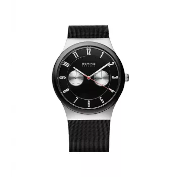 BERING vyriškas laikrodis 32139-202 Classic Collection 39mm kvarcinis nerūdijančio plieno tinklelis juodas ciferblatas