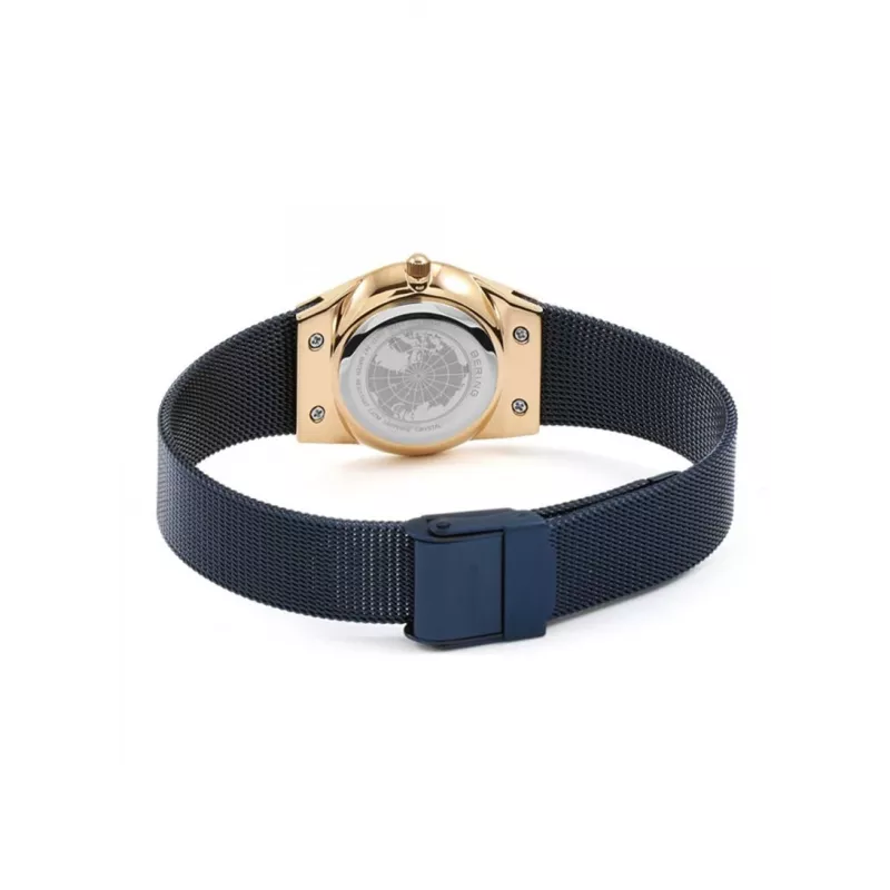BERING Women's Classic Quartz Watch 26mm Rose Gold Stainless Steel Mesh Brown Sunray Dial 11927-367