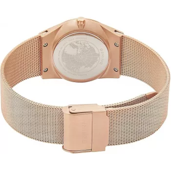 BERING moteriškas laikrodis 12430-366 30mm rožinio aukso nerūdijančio plieno rudas saulės spindulių ciferblatas