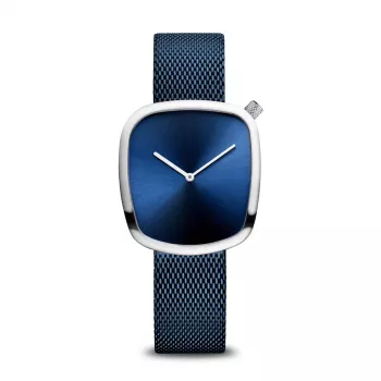 BERING Women's Watch 18034-307 (34mm) – Rožinis auksas ir mėlynas saulės spindulių ciferblatas