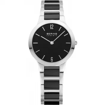 BERING Moteriškas Laikrodis 30329-742 (29 mm) – Mėlynas Ciferblatas, Mėlyna Tinklinė Apyrankė, Rožinio Aukso PVD