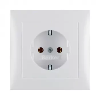 Berker 47429909 Įleidžiamasis kištukinis lizdas su plokštele S.1, Schuko F tipas, 16A 250V, Polar White
