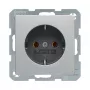 Berker 47436084 SCHUKO lizdas (F tipas) Q.1/Q.3 Aluminium Velvet 16A