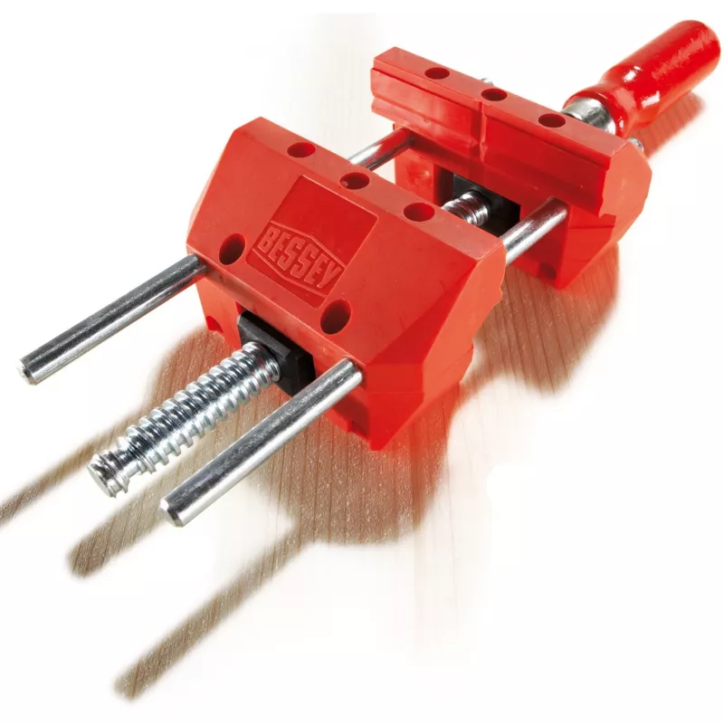 BESSEY S10-ST Mini Vice S 10 varžtinis spaustuvas, raudonas, 100 mm suspaudimo plotis, 50 mm gerklės gylis, su 2 staliniais spaustukais