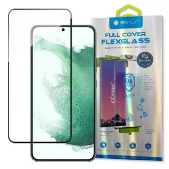 Bestsuit 3D Edge Nano Flexi Glass pilno ekrano grūdinto stiklo apsauginė plėvelė su rėmeliu, skirta Samsung Galaxy S22+ (S22 Plus), permatoma