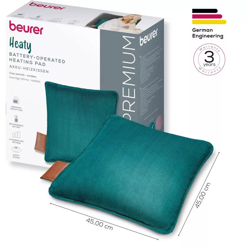 Beurer HK 77 Heaty Celestial Green šildanti pagalvėlė su virvelinio audinio užvalkalu (20078)