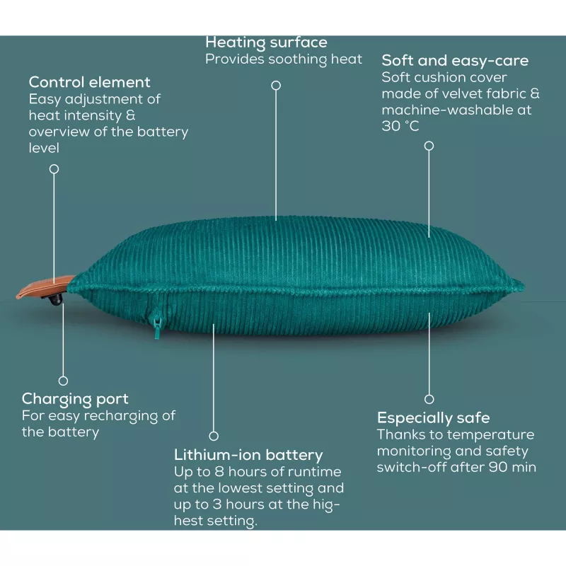 Beurer HK 77 Heaty Celestial Green šildanti pagalvėlė su virvelinio audinio užvalkalu (20078)