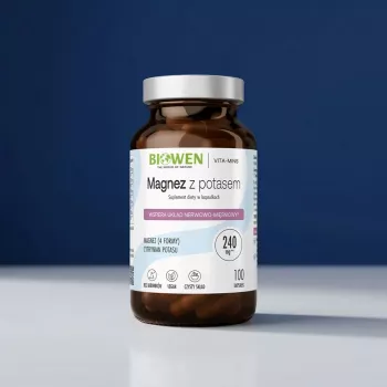 BIOWEN Magnesium 4x su Kaliu – 100 kapsulių – Veganiškas maisto papildas