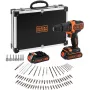 BLACK+DECKER 18V belaidis plaktukinis gręžtuvas-suktuvas BDCHD18BAFC, juoda/oranžinė, 2x 1,5 Ah ličio jonų baterijos, 80 dalių priedų rinkinys, dėklas
