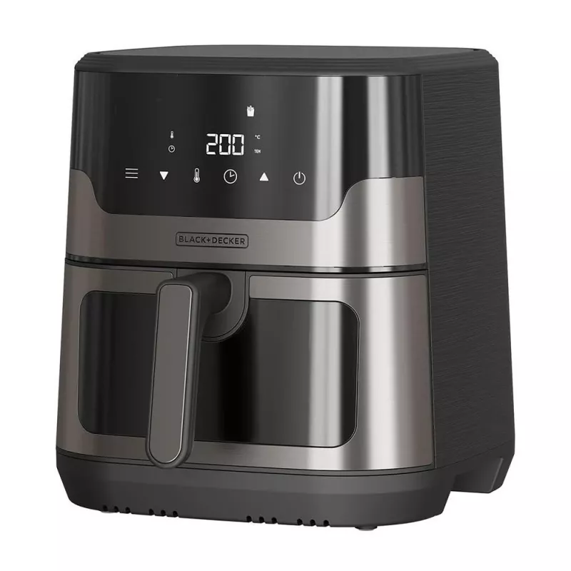 BLACK+DECKER BXAF8001E 8L skaitmeninis oro gruzdintuvas, 1700W, 8 programų, nelipni krepšelis, juodos spalvos