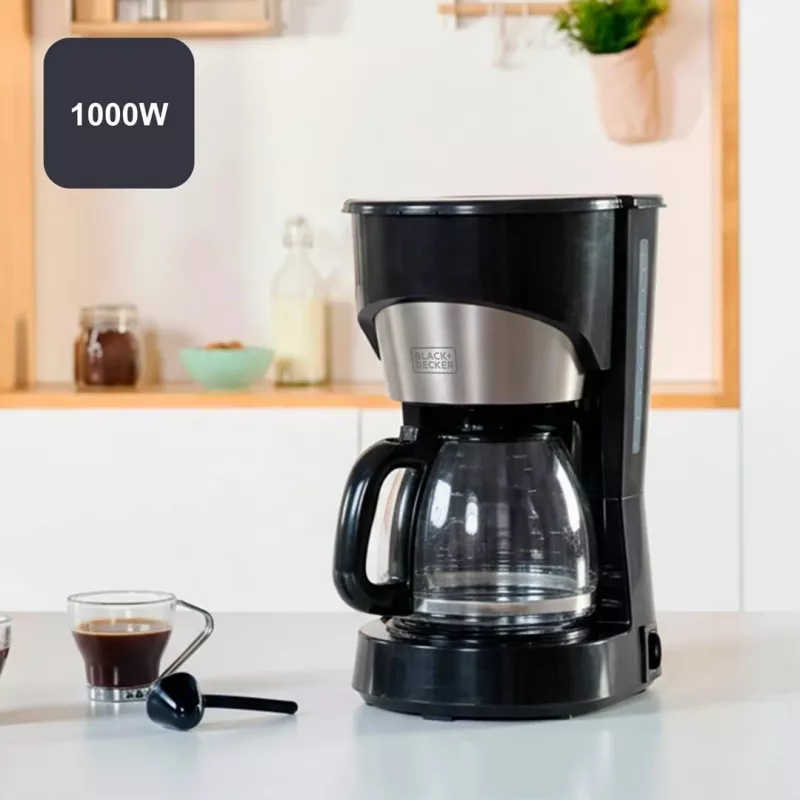 BLACK+DECKER BXCO1001E 1000 W 12 puodelių kavos virimo aparatas su filtru, 1,5 L, juodas