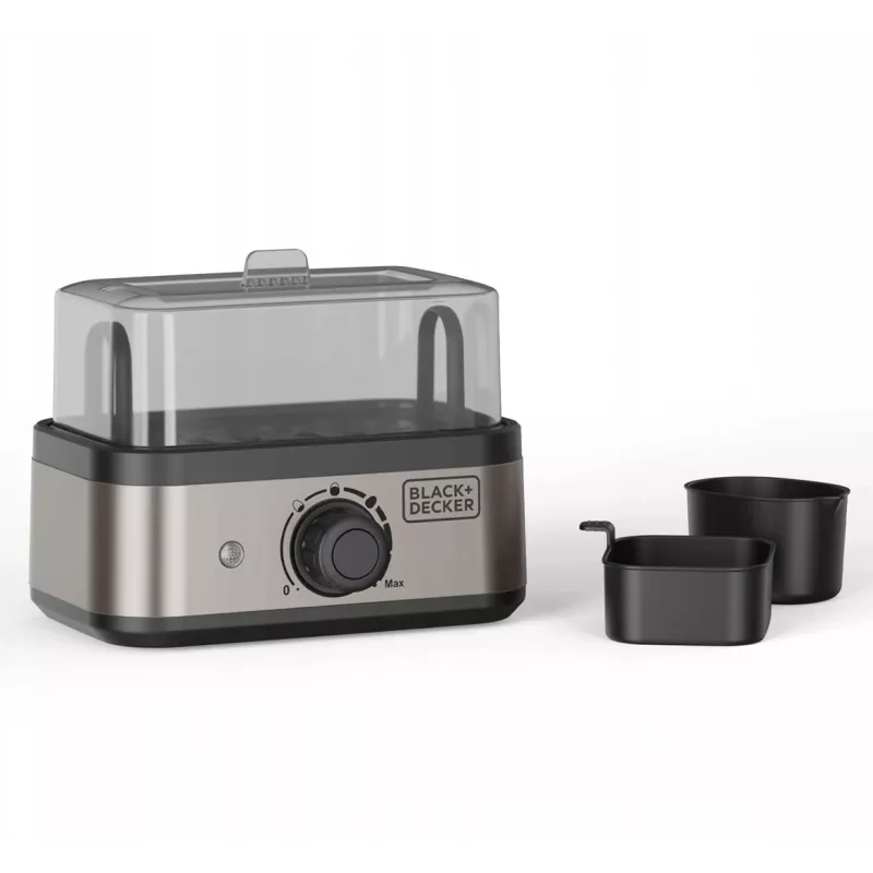 BLACK+DECKER BXKS4800E kiaušinių virimo aparatas, 400 W, 6 kiaušinių, minkšti/vidutiniškai kieti/kieti, juoda