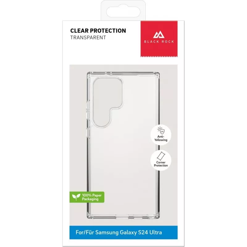 Black Rock Clear Protection dėklas, skirtas Samsung Galaxy S23 Ultra - permatomas TPU galinis dangtelis, slopinantis smūgius, nesigelsvuojantis, suderinamas su belaidžiu įkrovimu 00226130