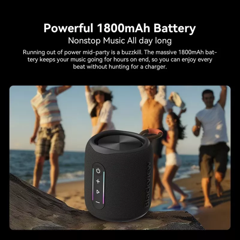 Blackview AuraBass 2 nešiojamas Bluetooth garsiakalbis, 15W, IPX5, 7h baterija, juodas