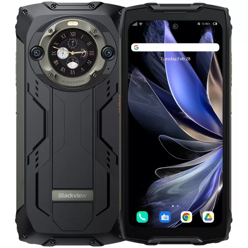 „Blackview BV9300 Pro“ nešiojamas atsparus išmanusis telefonas 6,7 inch FHD+ 120 Hz, 12 GB RAM, 256 GB atminties, 15080 mAh baterija, IP68/IP69K, juodas