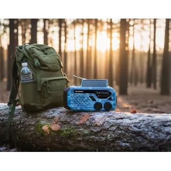 Blaupunkt ER10BC FM PLL skaitmeninis žadintuvas radijas su dvigubu žadintuvu, USB įkrovimu, termometru, mėlyna kamufliažinė