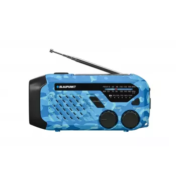 Blaupunkt ER10BC FM PLL skaitmeninis žadintuvas radijas su dvigubu žadintuvu, USB įkrovimu, termometru, mėlyna kamufliažinė
