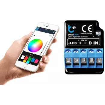 BLEBOX LED Pixelbox Wi-Fi modulis LED juostoms – pikselių valdiklis WS2812/APA102, 5A, 1024 pikseliai