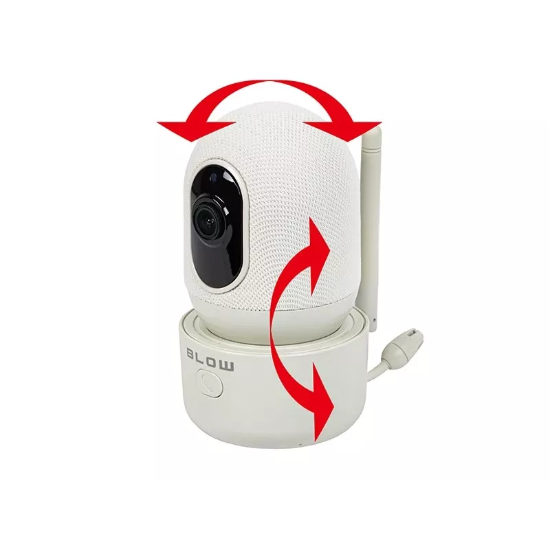 BLOW Electronic Baby Monitor su 5.5 inch LCD WiFi monitoriumi, Full HD kamera, Pan/Tilt/Zoom, naktiniu matymu, dvipusiu garsu, temperatūros jutikliu, lopšinėmis, 300m veikimo nuotoliu