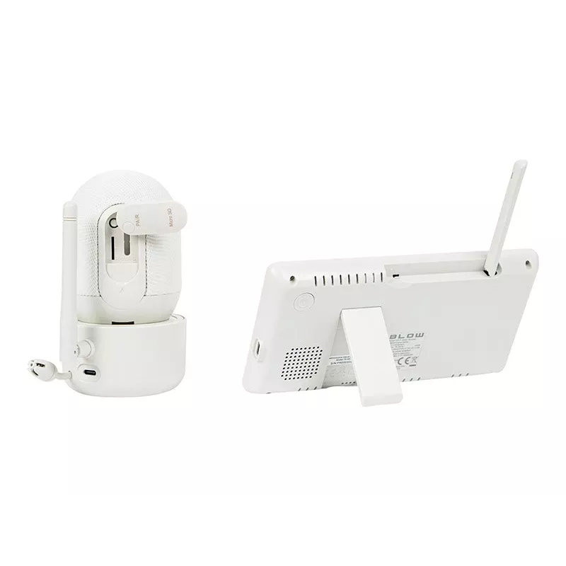 BLOW Electronic Baby Monitor su 5.5 inch LCD WiFi monitoriumi, Full HD kamera, Pan/Tilt/Zoom, naktiniu matymu, dvipusiu garsu, temperatūros jutikliu, lopšinėmis, 300m veikimo nuotoliu