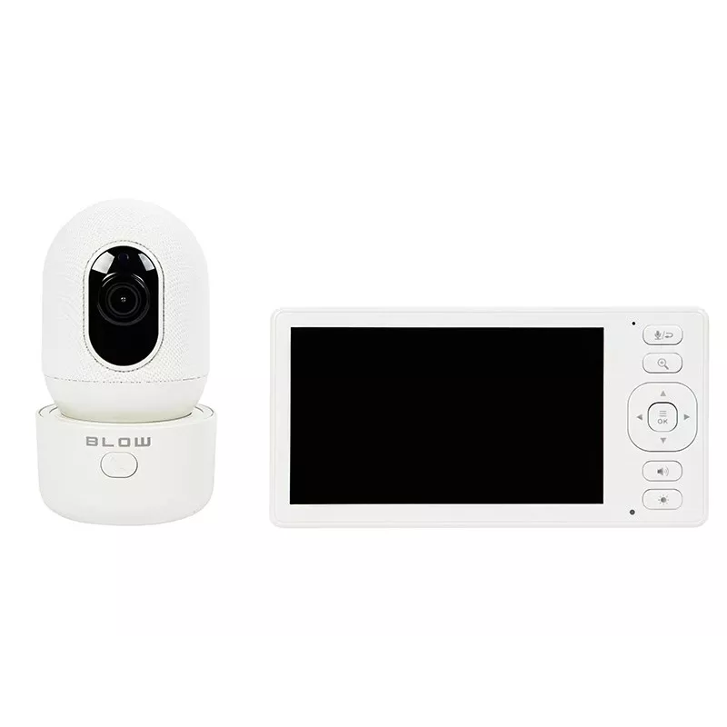BLOW Electronic Baby Monitor su 5.5 inch LCD WiFi monitoriumi, Full HD kamera, Pan/Tilt/Zoom, naktiniu matymu, dvipusiu garsu, temperatūros jutikliu, lopšinėmis, 300m veikimo nuotoliu