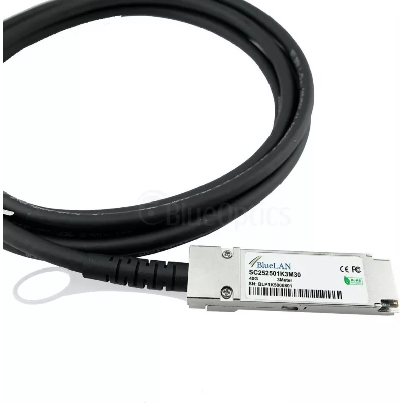 BLUELAN 40G-DACP-QSFP1M-BL suderinamas Extreme Networks 40G QSFP+ Direct Attach Copper kabelis, 40GBASE-CR4, 1m, pasyvus Twinax, PVC
