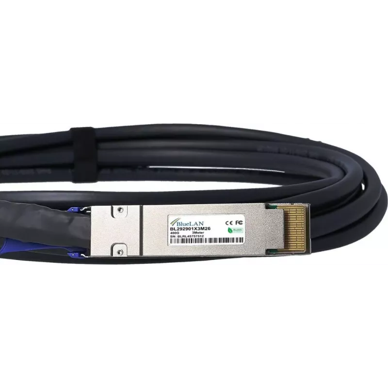 BlueLAN Amphenol NDYYYH-0005 QSFP-DD tiesioginio prijungimo laidas, 400GBASE-CR4, Ethernet, 26 AWG, 2 metrai (NDYYYH-0005-BL)