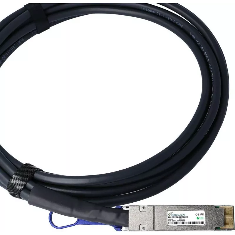 BlueLAN Amphenol NDYYYH-0005 QSFP-DD tiesioginio prijungimo laidas, 400GBASE-CR4, Ethernet, 26 AWG, 2 metrai (NDYYYH-0005-BL)