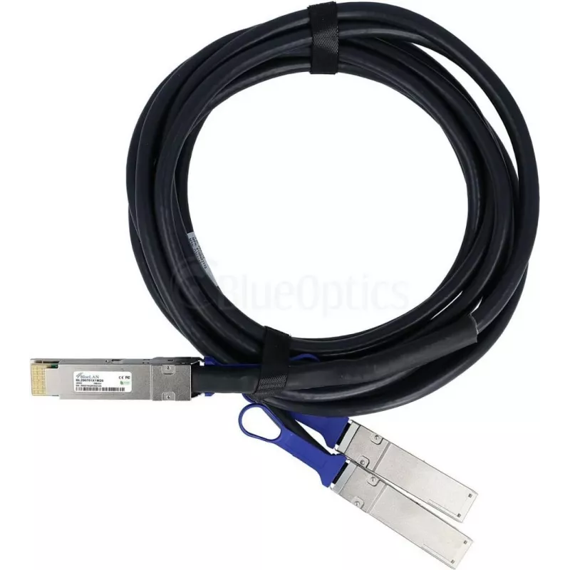 BlueLAN suderinamas Juniper 720-128729 pasyvus 400GBASE-CR8 QSFP-DD į 2x200GBASE-CR4 QSFP56 tiesioginio prijungimo šakotuvinis kabelis, 2 m, AWG26