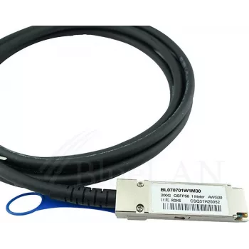 BLUELAN suderinamas Mellanox MCP1650-H001E30 QSFP56 tiesioginio prijungimo laidas, 200GBASE-CR4, InfiniBand, 30AWG, 1 metras (MCP1650-H001E30-BL)