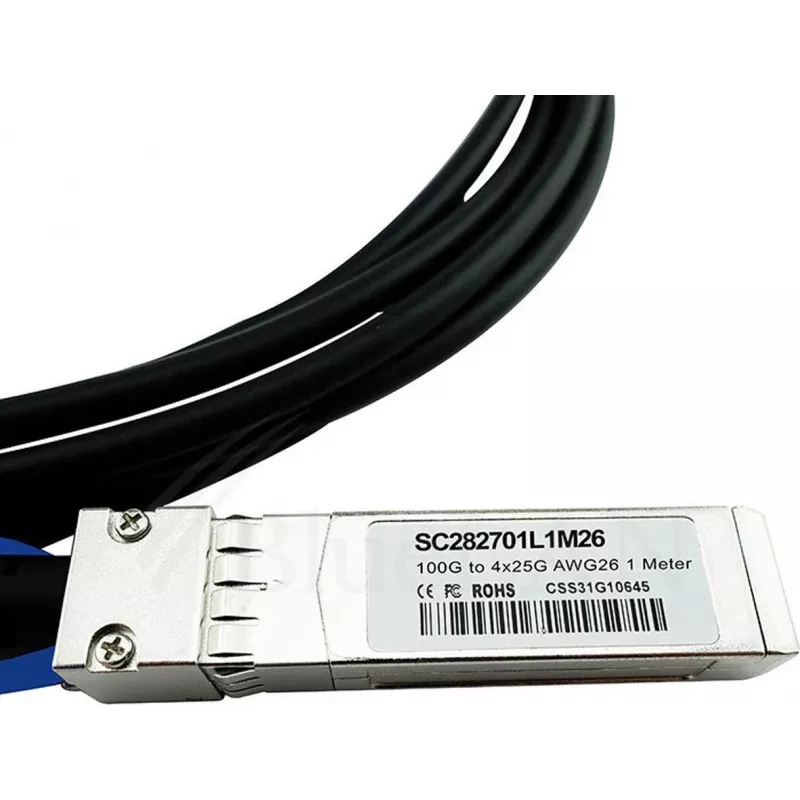 BlueLAN suderinamas Mellanox MCP7F00-A001R30N pasyvus 100GBASE-CR4 QSFP28 į 4x25GBASE-CR SFP28 tiesioginio prijungimo atšakos kabelis, 1 m, AWG26