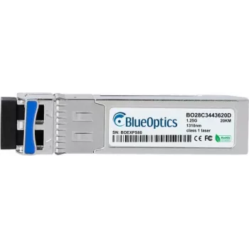 BlueOptics BO28C3443620DIN cSFP 2 kanalų BiDi transiveris, LC-Duplex, 1000BASE-2BX-U, vienmodis šviesolaidis, TX:1310nm/RX:1490nm, 20km, -40°C iki +85°C, DDM