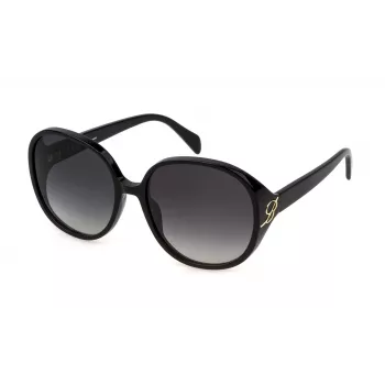 BLUMARINE moteriški katinėlio formos akiniai nuo saulės SBM864-61700F blizgantys juodi gradientiniai pilki 61 mm