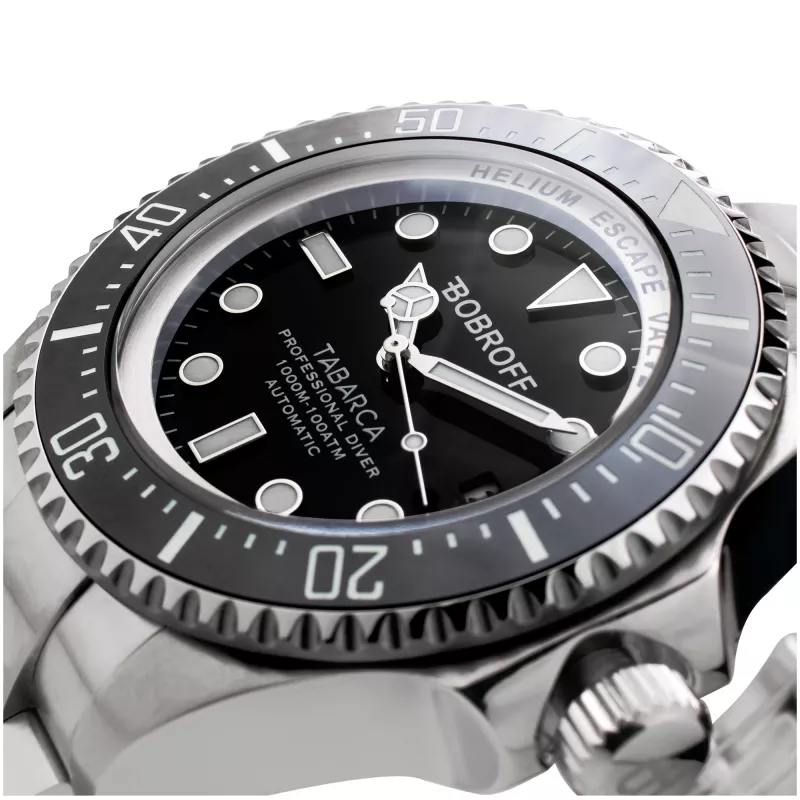 BOBROFF BF001 Vyriškas analoginis kvarcinis laikrodis 44mm juodas odinis dirželis