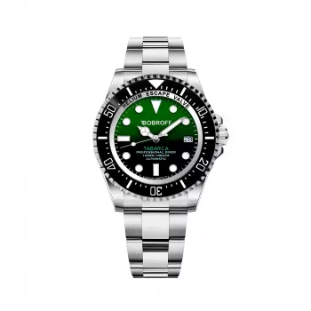 BOBROFF MAN BF0002J1 Analoginis kvarcinis laikrodis, 44 mm, juodas ciferblatas, natūralios odos dirželis