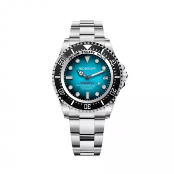 BOBROFF MAN BF0009 44mm Kvarcinis Analoginis Laikrodis – Juodas Ciferblatas, Juodas Odinis Dirželis