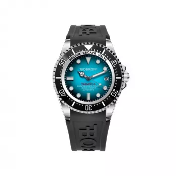 BOBROFF MAN BF0009-BFSTN Analoginis kvarcinis laikrodis 44mm nerūdijančio plieno korpusas, juodas ciferblatas, odinis dirželis