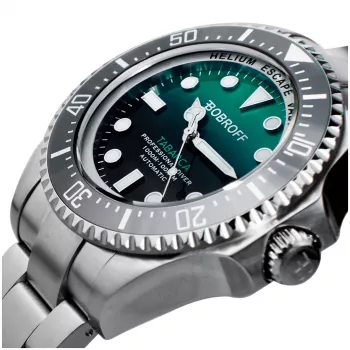 BOBROFF MAN BF002 Analoginis kvarcinis rankinis laikrodis 44 mm juodas odinis dirželis