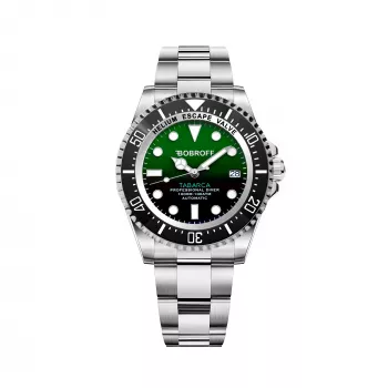 BOBROFF MAN BF002 Analoginis kvarcinis rankinis laikrodis 44 mm juodas odinis dirželis