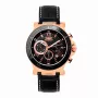 Bobroff MAN BF1001M15 analoginis kvarcinis laikrodis 44 mm juoda odine apyranke