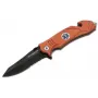 Boker Magnum EMS Rescue sulankstomas peilis, 440A plieno ašmenys, aliuminio rankena, raudona, stiklo daužtuvas ir diržo pjaustytuvas